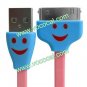 1M Flat LED Smile Face USB Data Sync Cable Cord for iPhone 4S iPad P1000 Pink