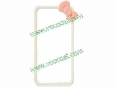 3D Bowknot Cartoon Bumper Frame Hard Case Cover Skin for iPhone 5 White