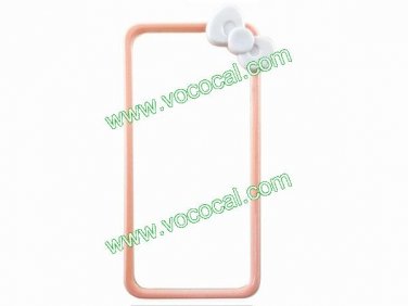 3D Bowknot Cartoon Bumper Frame Hard Case Cover Skin for iPhone 5 Pink