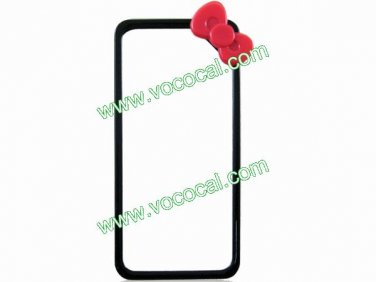 3D Bowknot Cartoon Bumper Frame Hard Case Cover Skin for iPhone 5 Black