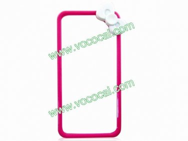 3D Bowknot Cartoon Bumper Frame Hard Case Cover Skin for iPhone 5 Rose