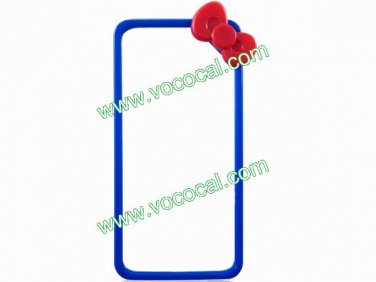 3D Bowknot Cartoon Bumper Frame Hard Case Cover Skin for iPhone 5 Dark Blue