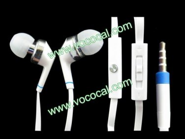 3.5mm Noodle Earphone Headphones With Remote Mic for iPhone 4S iPad 3 iPod Touch