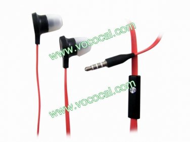 Noodle Color Earphone Headphone With Remote Mic for iPhone 4S HTC G23 One X Red