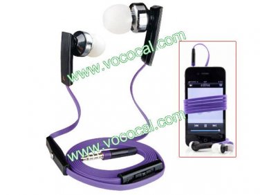 Noodle Earphone Headphones With Remote Mic for iPhone 4 4S HTC G23 One X Purple