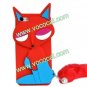 3D Cute Cartoon Soft Silicone Fox Animal Case Cover for iPhone 5 With Tail Red