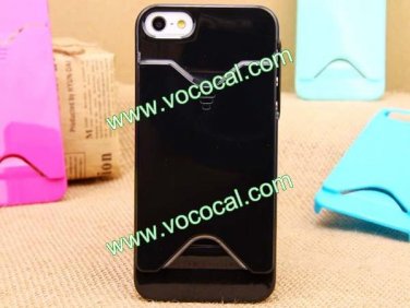 Hard Plastic Credit Card Holder Slot Case Cover Skin for iPhone 5 Black