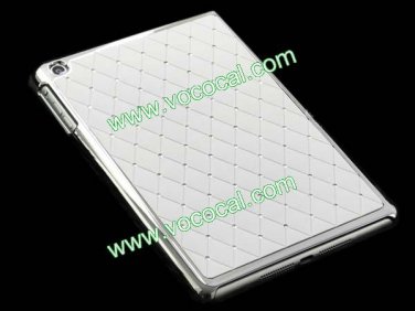 Bling Rhinestone Plating Hard Case Cover Skin for iPad Mini White