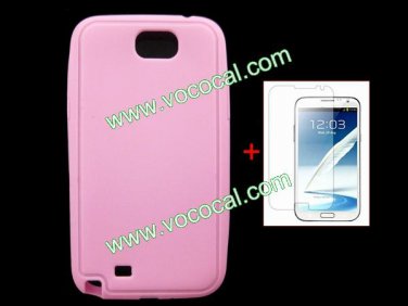 Silicone Case Cover + HD Screen Protector for Samsung Galaxy Note 2 N7100 Pink