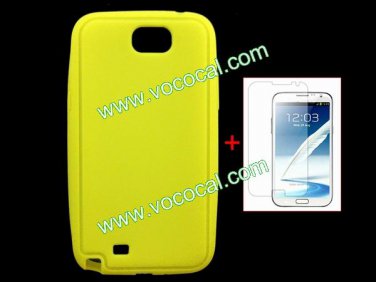Silicone Case Cover + HD Screen Protector for Samsung Galaxy Note 2 N7100 Yellow