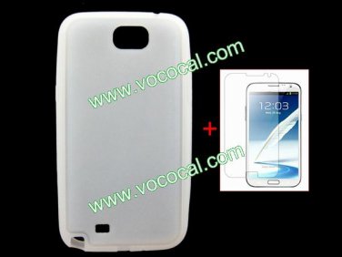 Silicone Case Cover+Screen Protector for Samsung Galaxy Note 2 N7100 Clear White