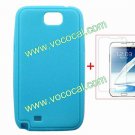 Silicone Case+Clear Screen Protector for Samsung Galaxy Note 2 N7100 Light Blue