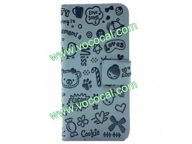 Cartoon Fancy Cute PU Leather Faerie Case Cover Skin for iPhone 5 Light Blue
