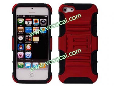 2 Layer Combo Silicone + PC Protective Stand Case Cover Skin for iPhone 5