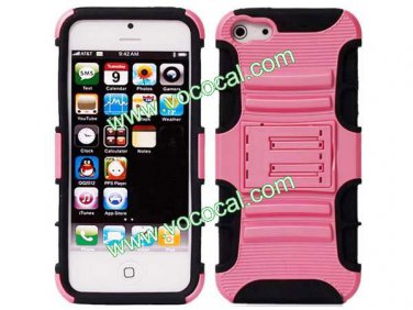 2 Layer Combo Silicone + PC Protective Stand Case Cover Skin for iPhone 5