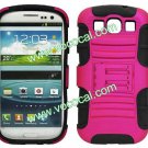 Combo PC Silicone Stand Case Cover Skin for Samsung Galaxy S3 i9300 Rose+Black