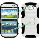 Combo PC Silicone Stand Case Cover Skin for Samsung Galaxy S3 i9300 White+Black