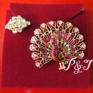100% New Credible made in Thailand Shining Peacock Style Rhinestone Brooch Pin100