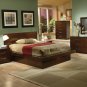 Coaster Fine Furniture Jessica Queen Platform 4 Piece Bedroom Package with Rail Seating and Lights