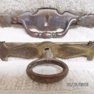 Antique / vintage set of 2 brass KBC keyhole backplate drawer pulls handles
