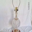 Vintage clear crystal table lamp gold without shade 20 inches
