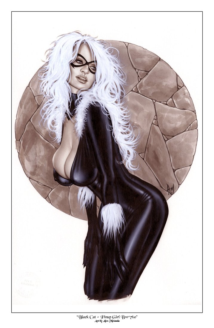 Alex Miranda -Black Cat Bw#710 - Sexy Pinup Girl Print