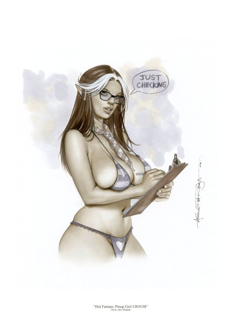 Hot  Rogue Secretary LW#058  Fantasy Pinup Girl Print