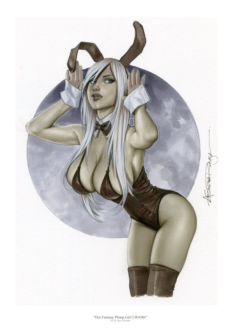 ADELE BUNNY GIRL  LW#186  Fantasy Pinup Girl Print by Alex Miranda
