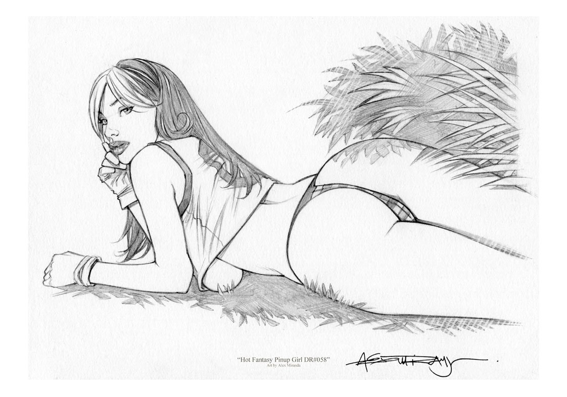 ROGUE  PICNIC DR#058   Fantasy Pinup Girl Print by Alex Miranda