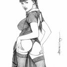 WEDNESDAY ADDAMS  DR#111   Fantasy Pinup Girl Print by Alex Miranda