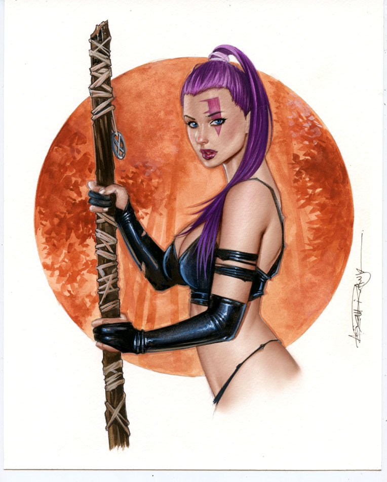 8 x 10" PSYLOCKE SAVAGELAND  LW#221 Color Study  ORIGINAL ARTWORK BY ALEX MIRANDA