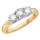 Briolite Three Stone Ring in 14k Yellow Gold