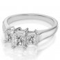 Briolite Princess Cut Three Stone Ring