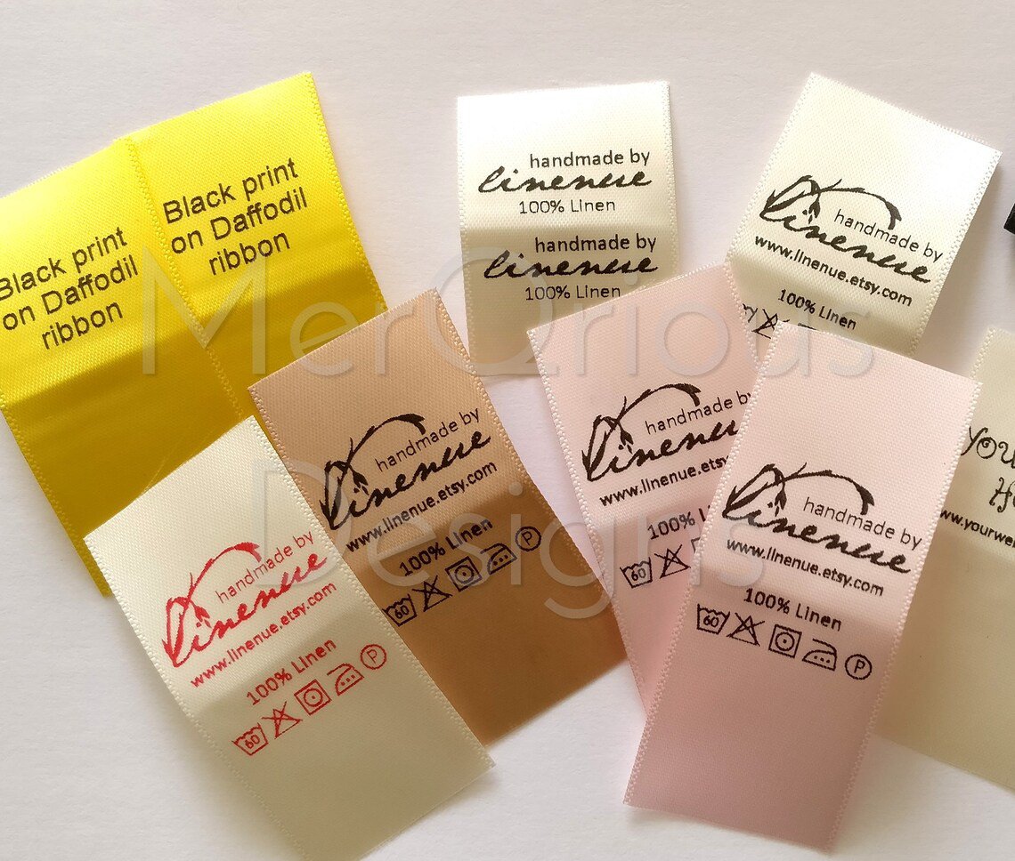 QTY 100 - 1 Inch/ 25 mm Satin Labels Various Colors Clothing Labels. Personalized labels