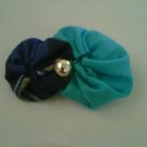 blue creole madras hair clip/brooch