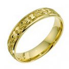 2x 18ct yellow gold hand engraved 4mm wedding rings