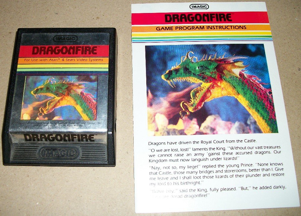 Atari 2600 Dragonfire Game Cartridge + Instructions Imagic