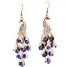 Peacock Pendant Metal& Rhinestone Ear Pin Dangle Earrings