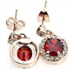Pair of Round Hoop Ruby Swarovski Earbobs Eardrop Earrings