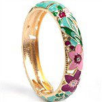 Charming Bracelet Bangle Cuff w/ Flower Pattern