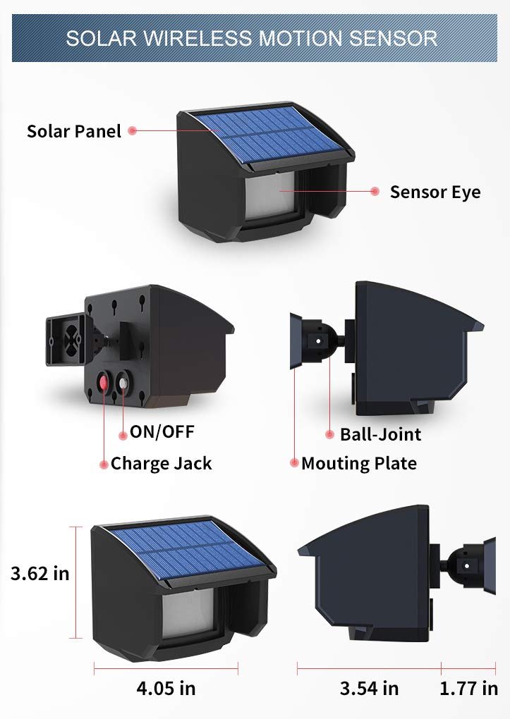 Driveway Alarm Motion Sensor Solar wireless 1/4 Mile Long send