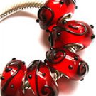 Murano Bead Charm Bracelet- Red&Black