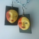 faces in the sun polymer earrings