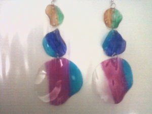 rainbow recycled plastic earrings
