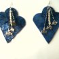 Blue heart shaped paper earrings