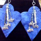 Blue heart shaped paper earrings