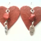 Red heart shaped paper earrings