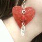 Red heart shaped paper earrings