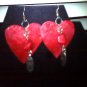 Red heart shaped paper earrings