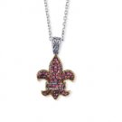 Pink Sapphire Fleur de Lis Charm & Necklace